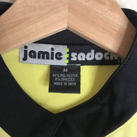 Jamie Sadock Black and Yellow Geometric Quarter Zip Golf Shirt Women's Medium - Picture 5 of 11